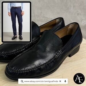 Johnston & Murphy Mens Black Leather Sheepskin Loafers 20-8471 Size 8M